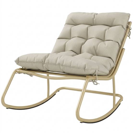 Fauteuil à bascule acier beige et doré 113 x 70 x 76 cm - PANGIVO - Image 2