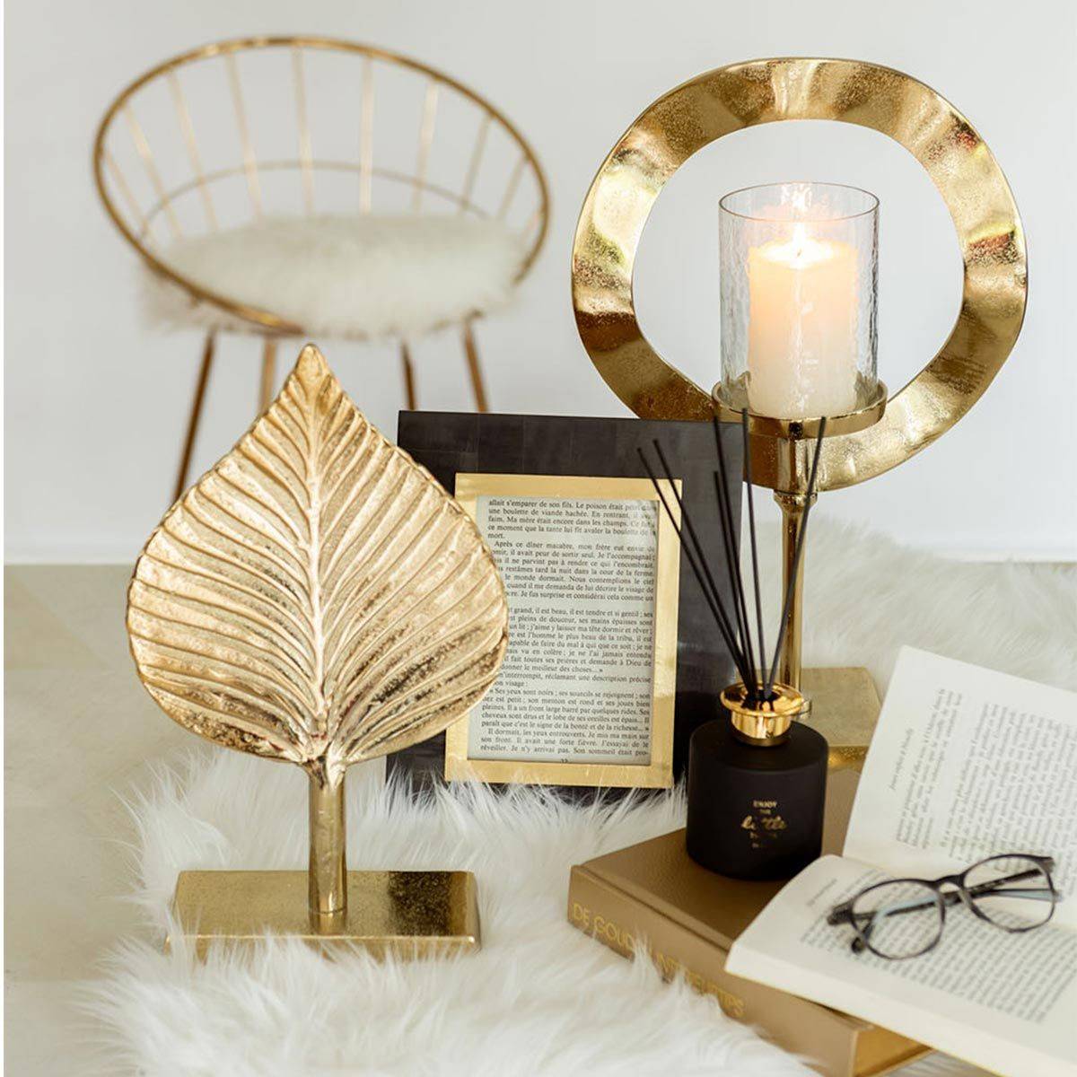 Photophore Design sur Pied "Rond" 46cm Or - Image 2