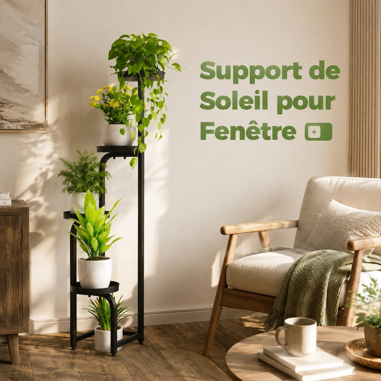 Support de Plantes Métal à 4 Niveaux Intérieur Extérieur Roulettes ou Fixe Égouttoire Perforé - Image 5