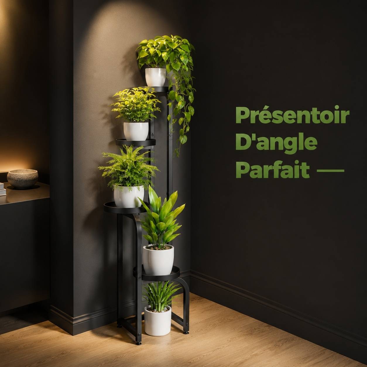 Support de Plantes Métal à 4 Niveaux Intérieur Extérieur Roulettes ou Fixe Égouttoire Perforé - Image 2