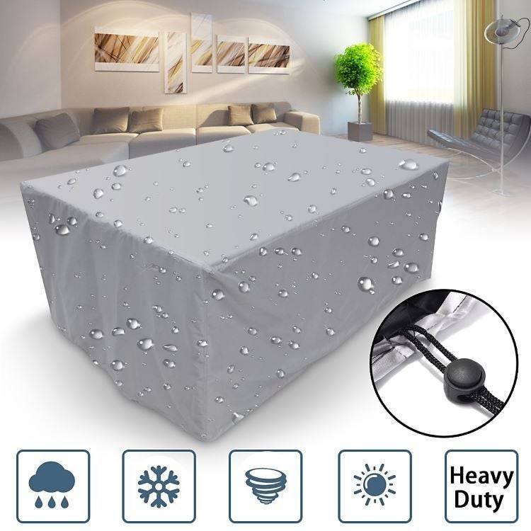 IntiMeg - Housse Salon de Jardin 210D Oxford Tissu Housse de Protection pour Mobilier Protection contre la pluie et la poussière, Anti-UV(130x130x74cm, argent - Image 1