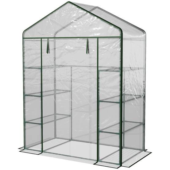 Serre jardin 8 étagères PVC transparent 143x73x195 cm, porte enroulable, balcon plantes fleurs - Image 2
