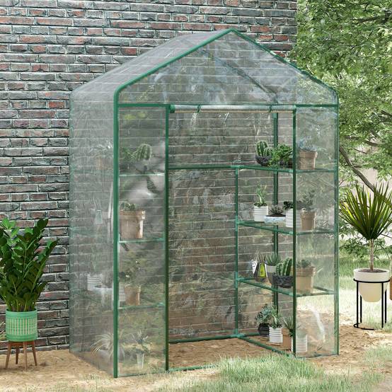 Serre jardin 8 étagères PVC transparent 143x73x195 cm, porte enroulable, balcon plantes fleurs - Image 3