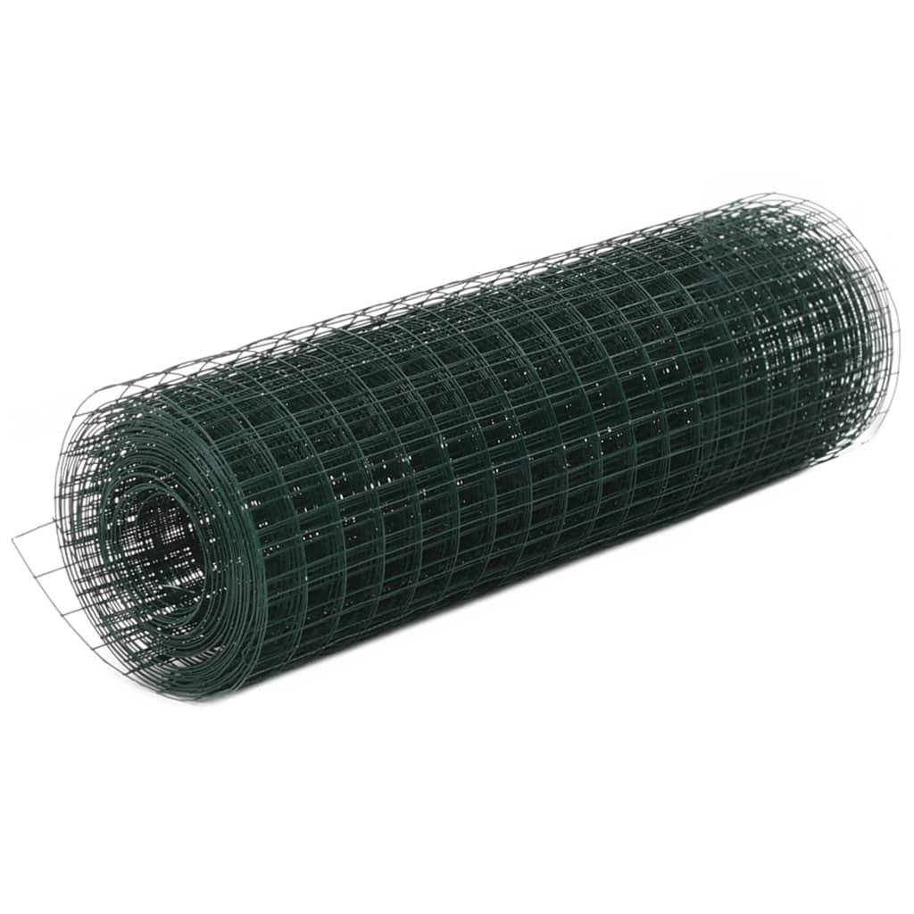 ComfortXL - Rouleau Grillage Poule Acier PVC Potager Enclos Lapin Maille Fine 25x0,5m Vert - ComfortXL Outdoor Living - Image 1