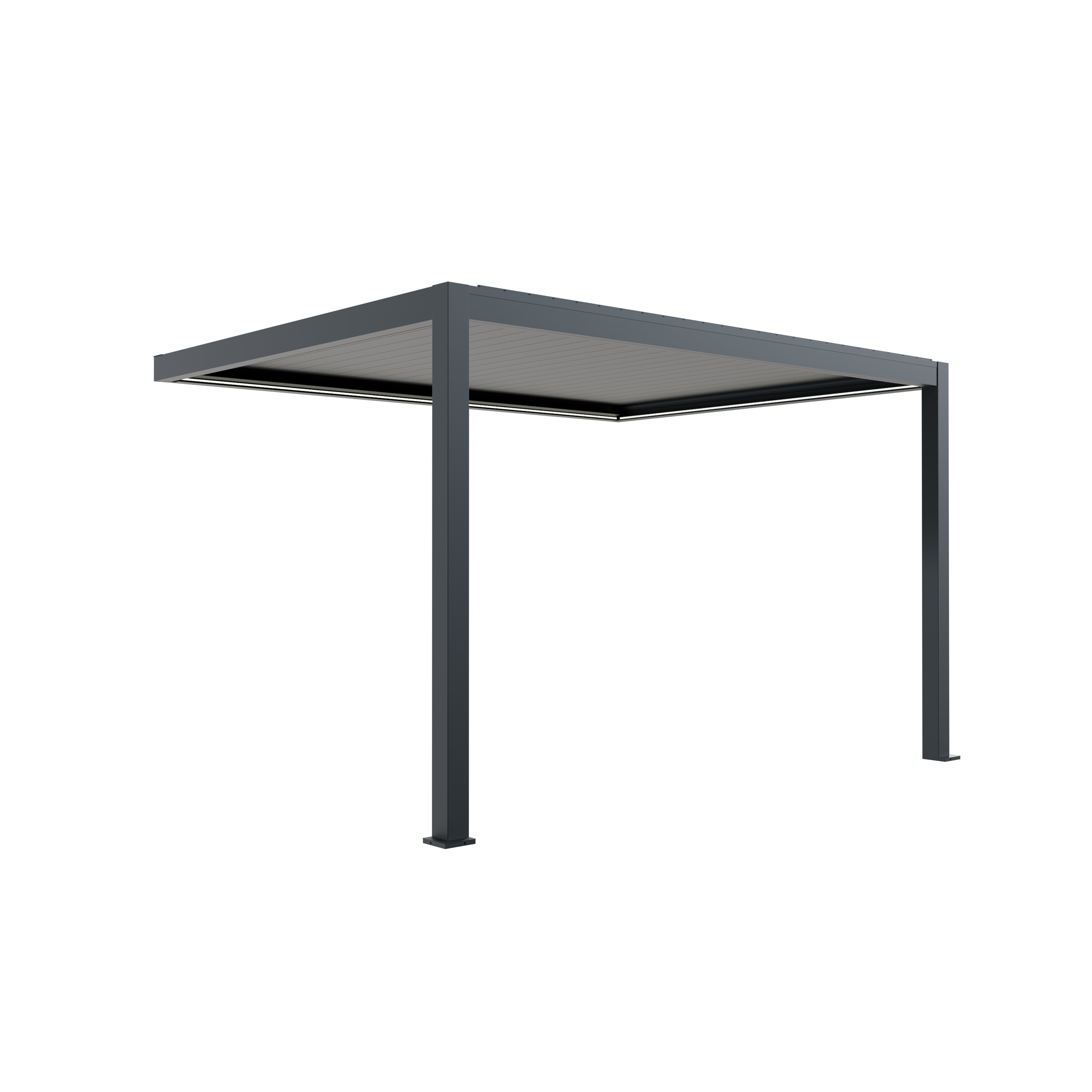 Pergola Bioclimatique Adossée Motorisée 12m² 3x4m Gris Anthracite STELLAR - Eclairage Intégré - Image 3