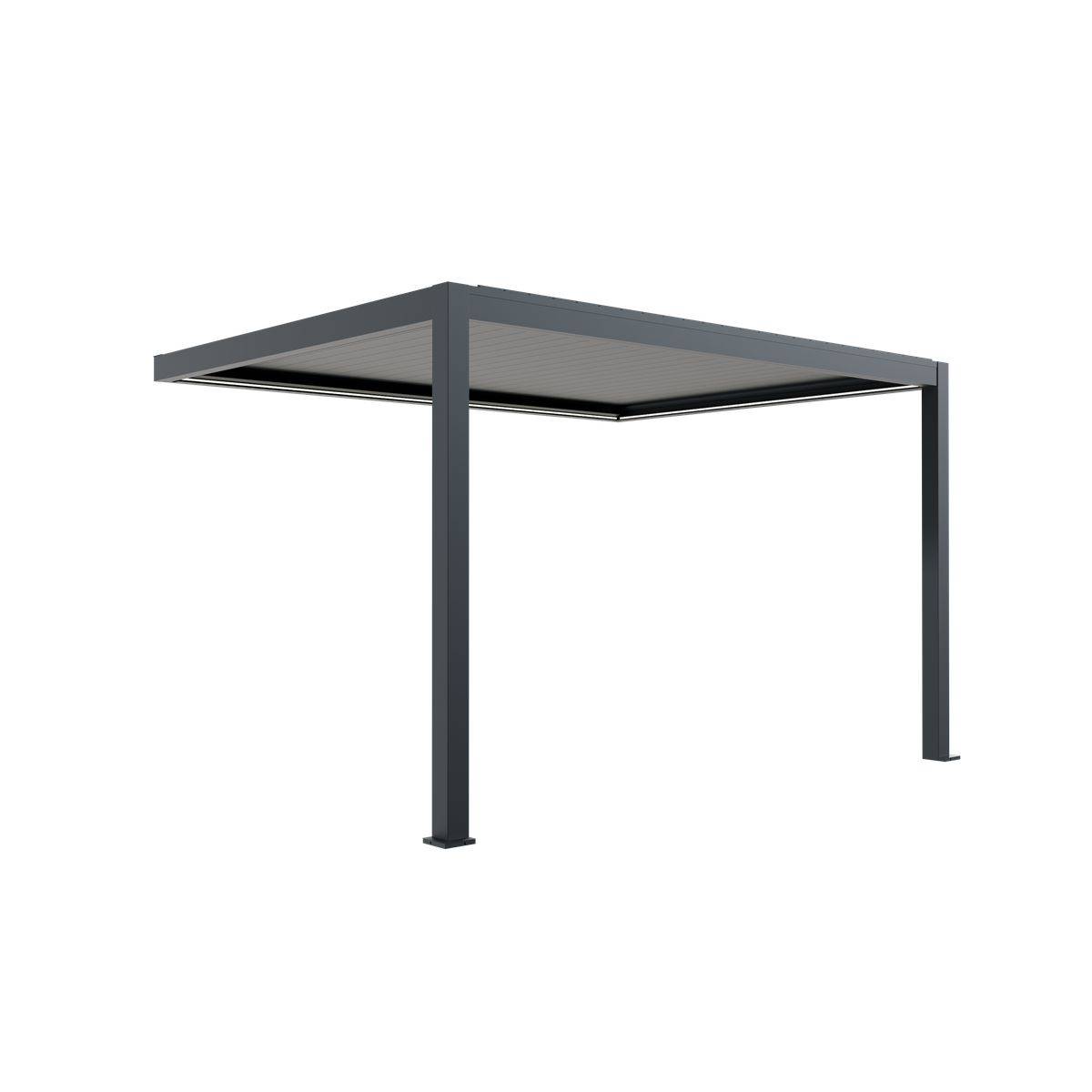 Direct Abris - Pergola Bioclimatique Adossée Motorisée 12m² 3x4m Gris Anthracite STELLAR - Eclairage Intégré - Image 3