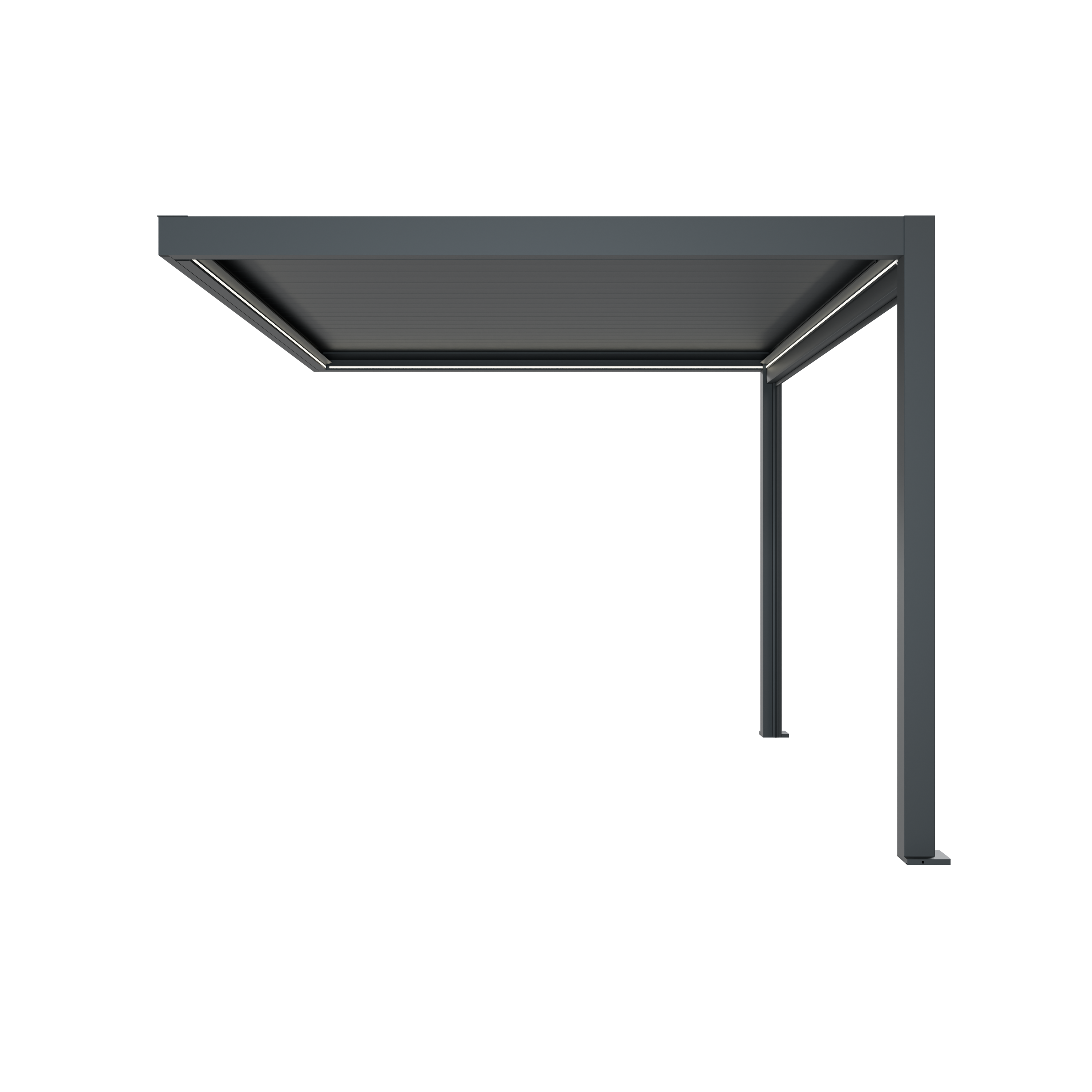 Pergola Bioclimatique Adossée Motorisée 12m² 3x4m Gris Anthracite STELLAR - Eclairage Intégré - Image 5
