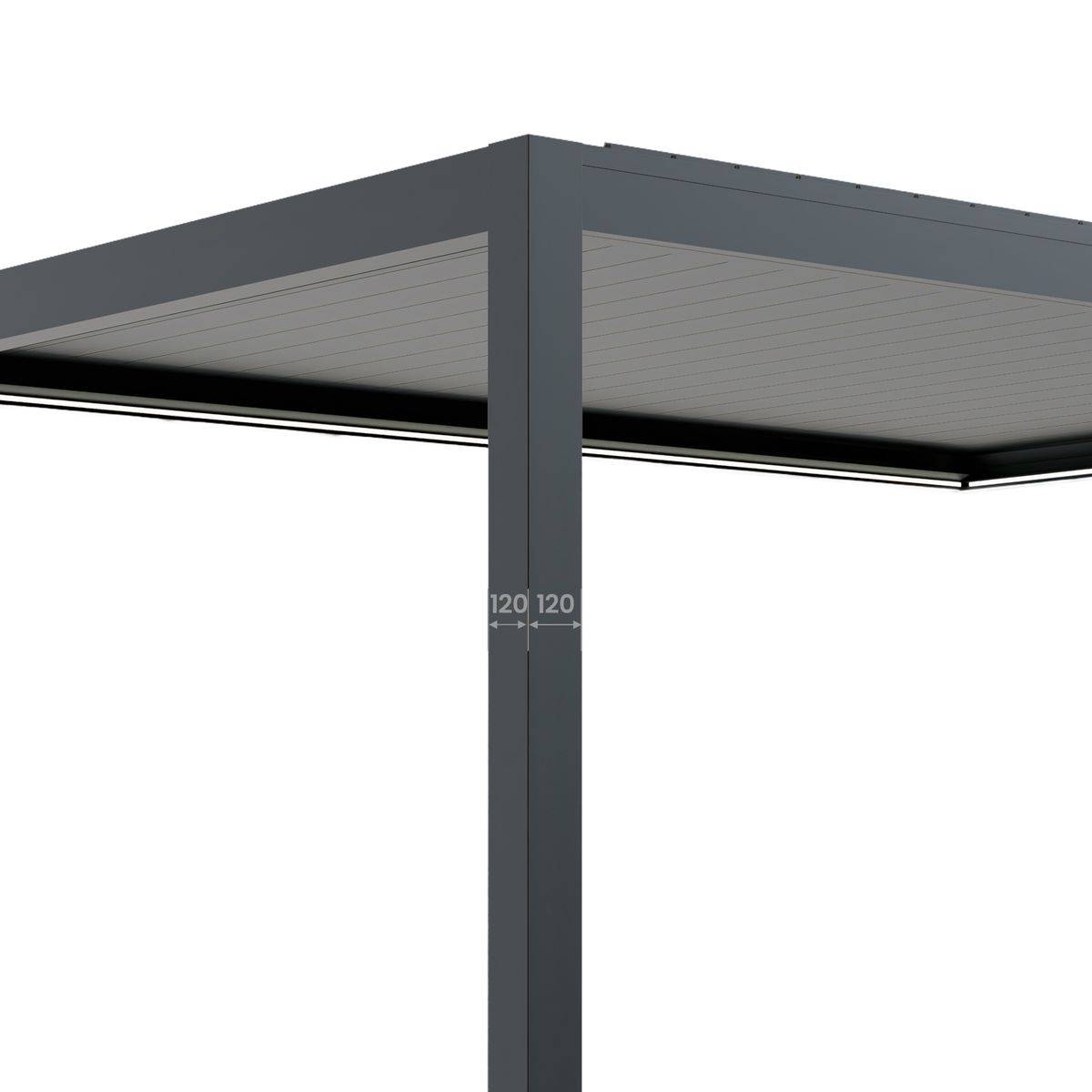 Direct Abris - Pergola Bioclimatique Adossée Motorisée 12m² 3x4m Gris Anthracite STELLAR - Eclairage Intégré - Image 8