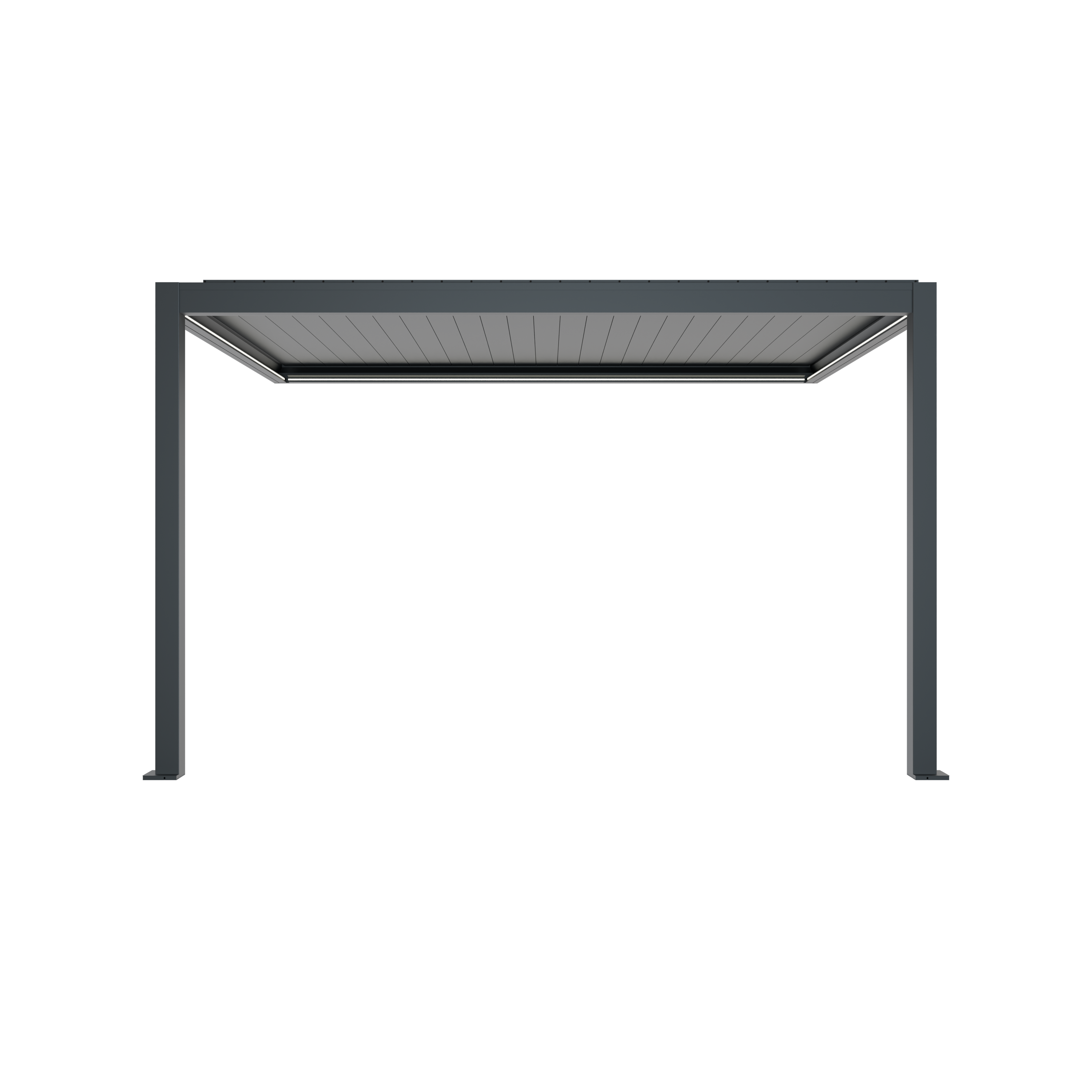 Pergola Bioclimatique Adossée Motorisée 12m² 3x4m Gris Anthracite STELLAR - Eclairage Intégré - Image 4