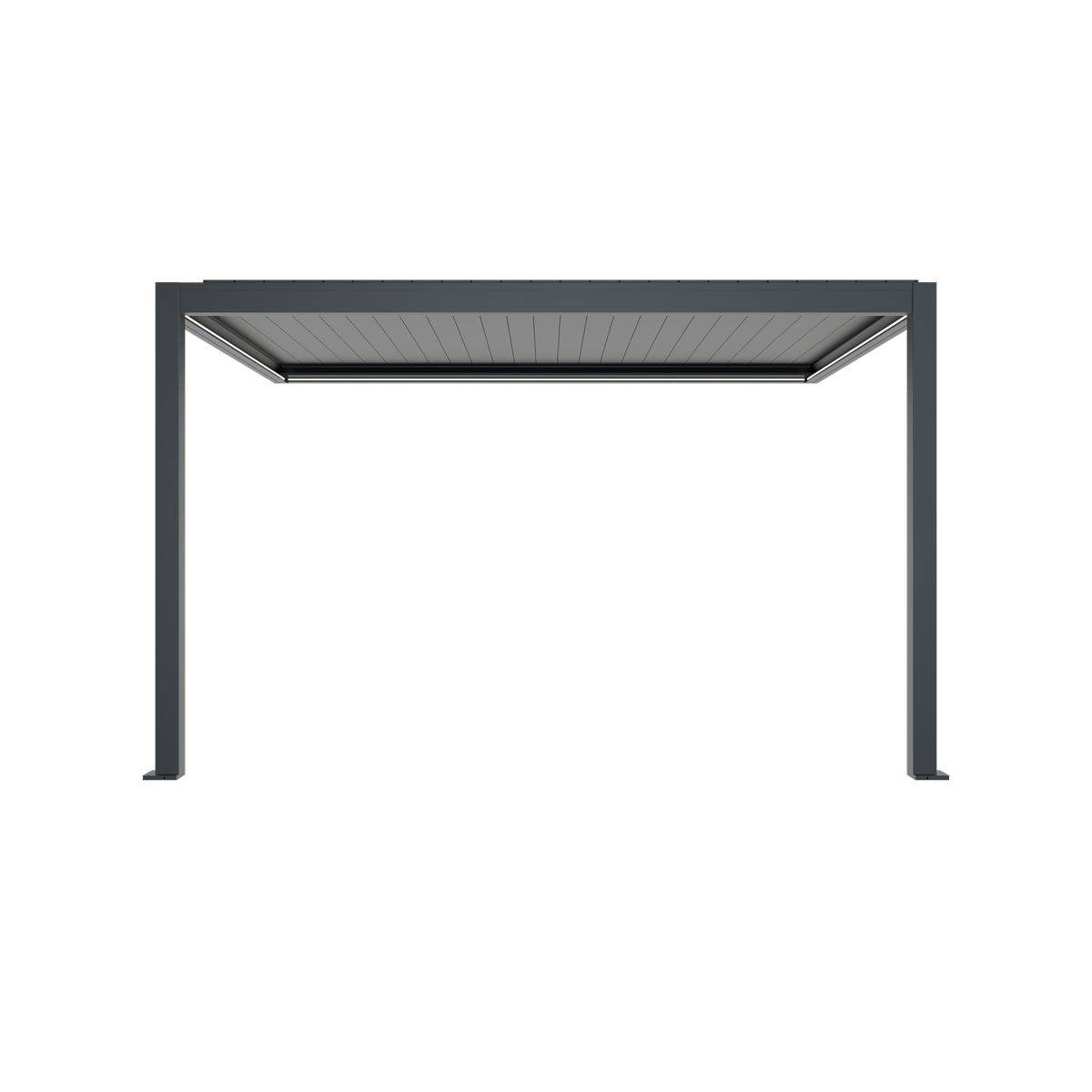 Direct Abris - Pergola Bioclimatique Adossée Motorisée 12m² 3x4m Gris Anthracite STELLAR - Eclairage Intégré - Image 4