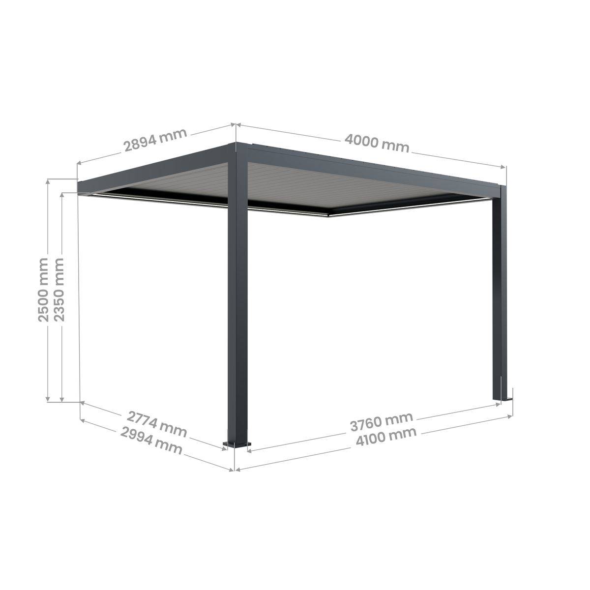 Direct Abris - Pergola Bioclimatique Adossée Motorisée 12m² 3x4m Gris Anthracite STELLAR - Eclairage Intégré - Image 7
