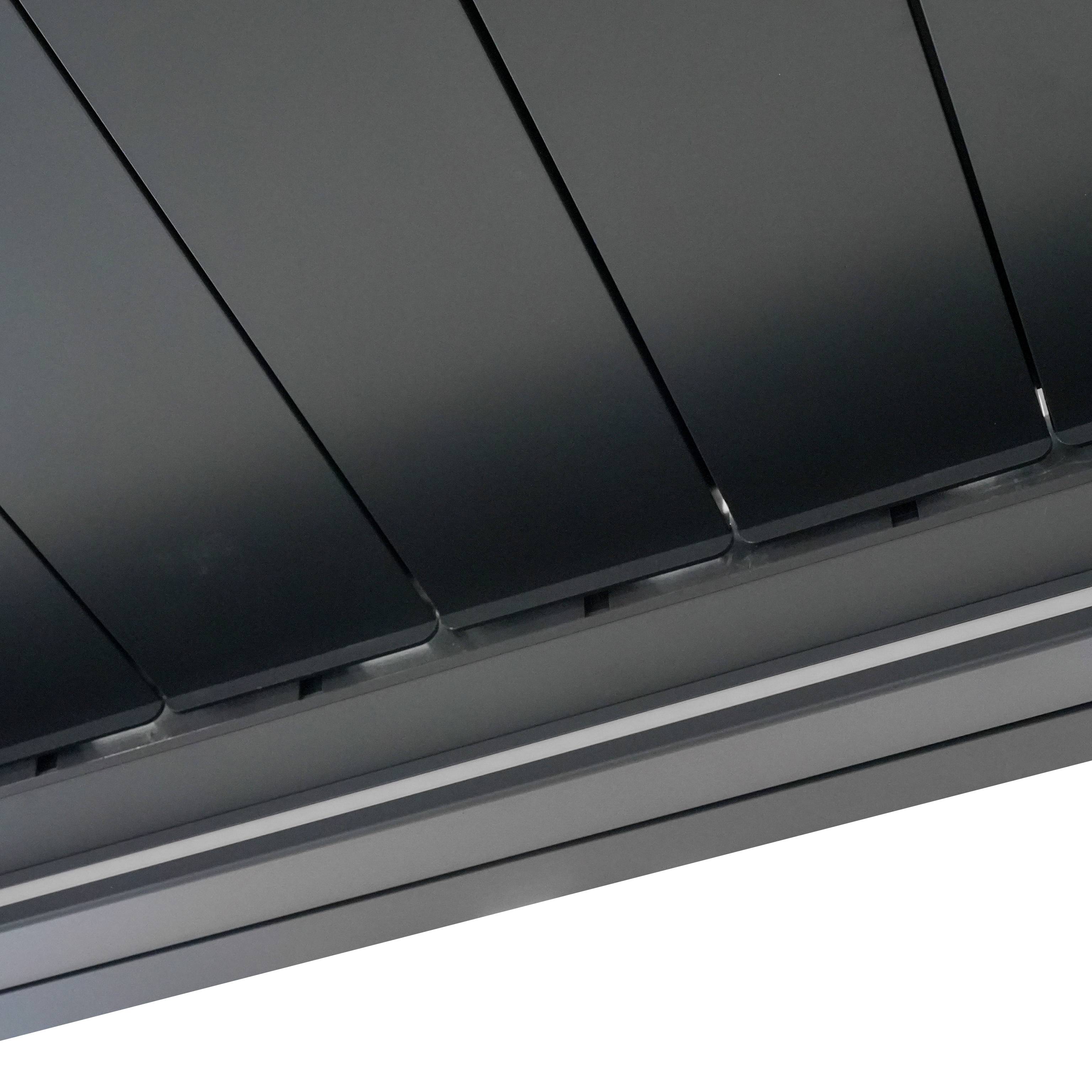 Pergola Bioclimatique Adossée Motorisée 12m² 3x4m Gris Anthracite STELLAR - Eclairage Intégré - Image 10