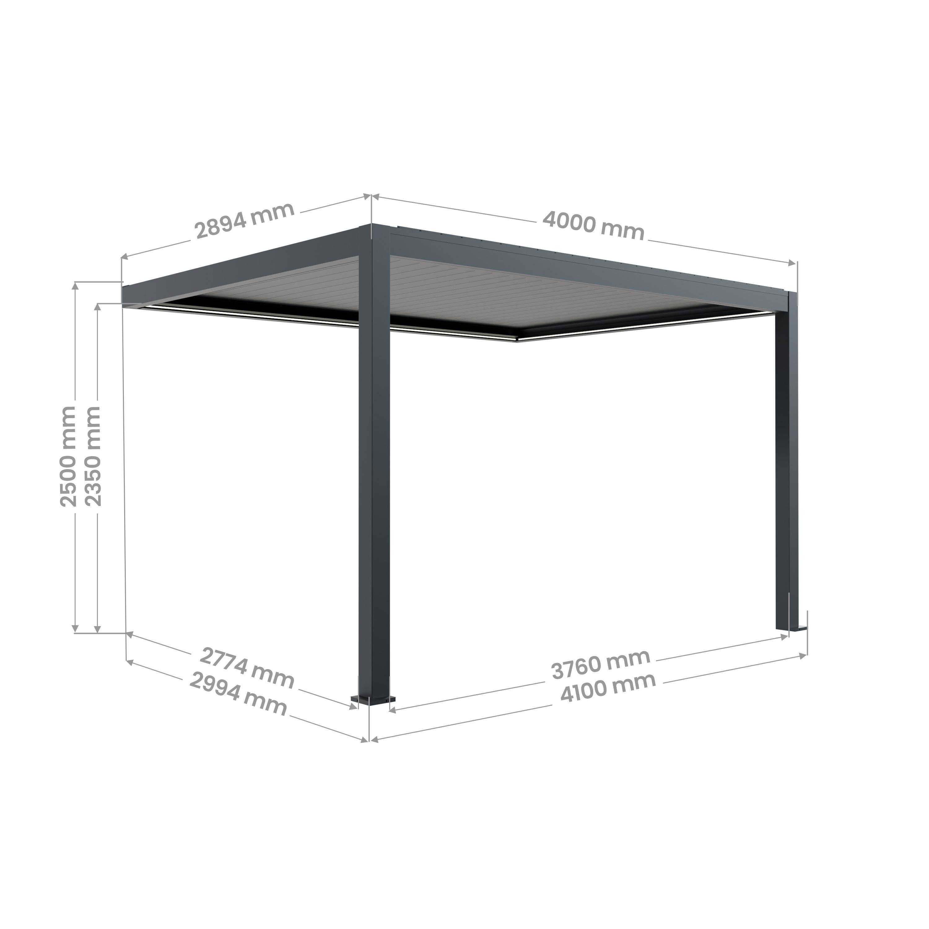 Pergola Bioclimatique Adossée Motorisée 12m² 3x4m Gris Anthracite STELLAR - Eclairage Intégré - Image 7