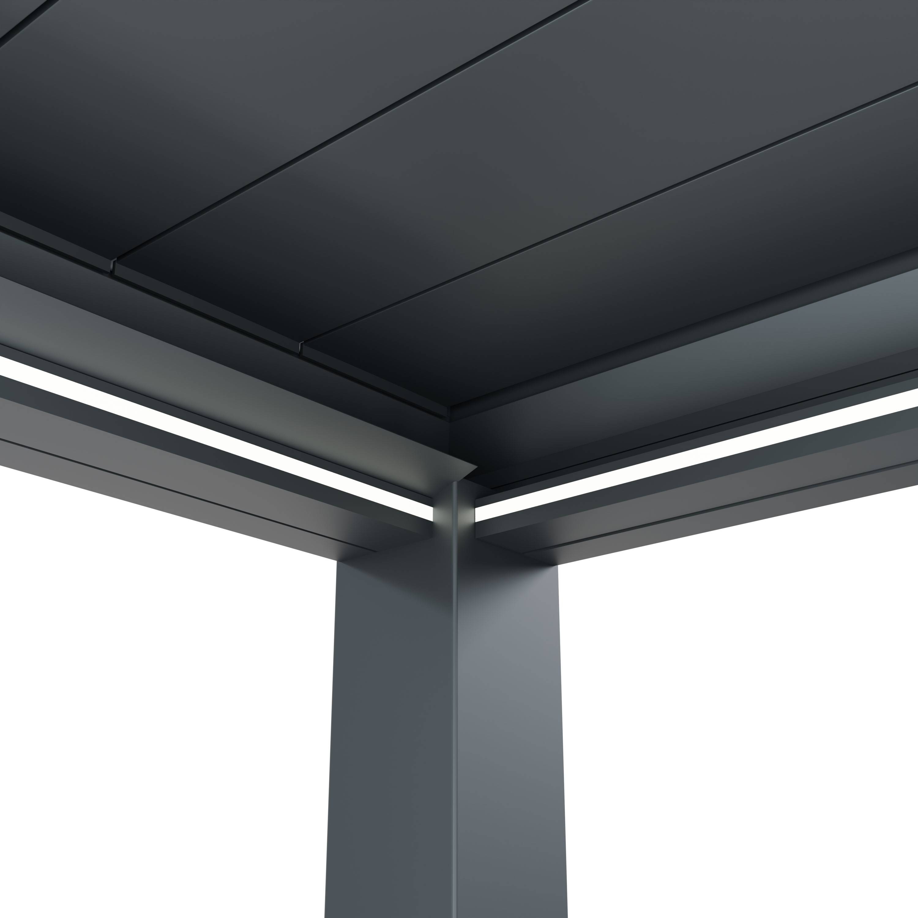 Pergola Bioclimatique Adossée Motorisée 12m² 3x4m Gris Anthracite STELLAR - Eclairage Intégré - Image 9