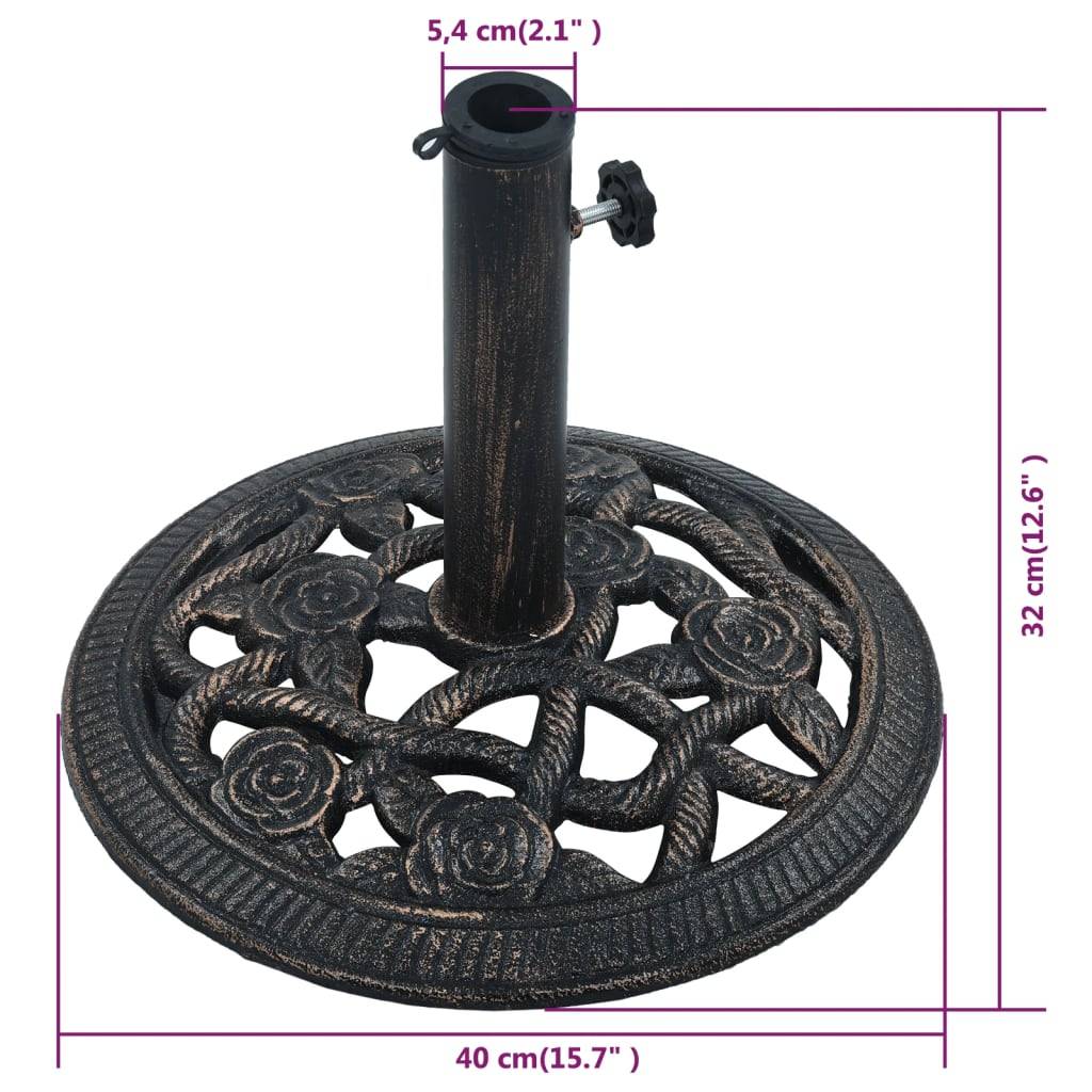 Maison Chic - Socle de parasol - accessoire parasol Noir et bronze 9 kg 40 cm Fonte - MEUBLE PRO - Image 7