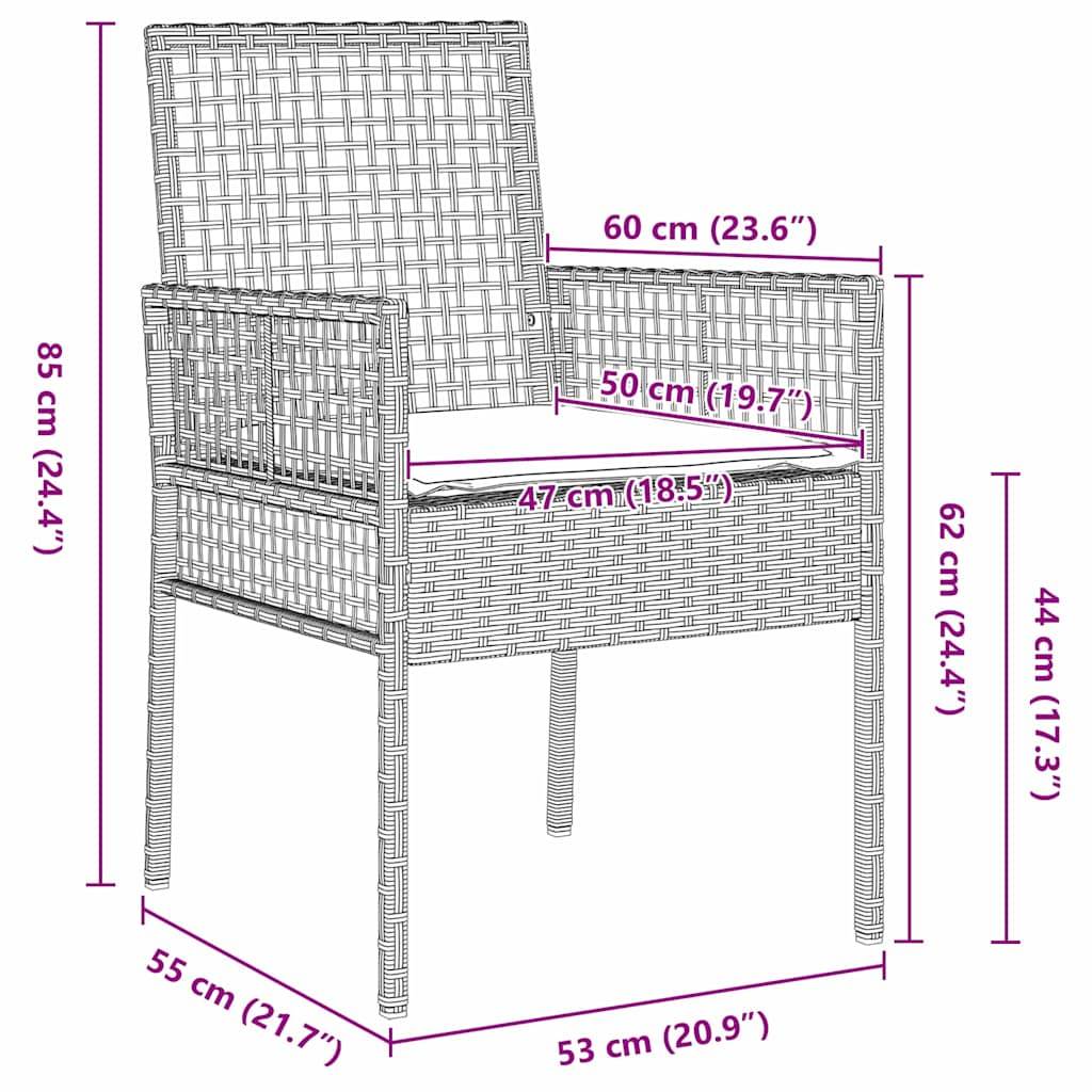 PANGIVO - Chaise de jardin polyrotin gris clair 55 x 53 x 85 cm (2 pcs) - PANGIVO - Image 8