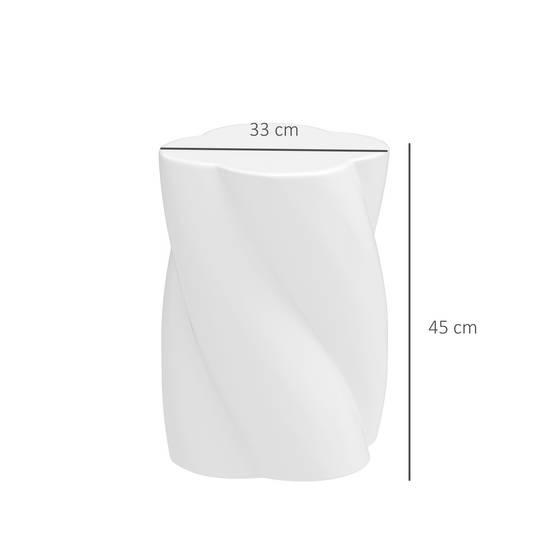 Tabouret de jardin en céramique forme spirale avec couvercle, capacité 120 kg, Ø33 x 45 cm, Blanc, extérieur - Image 3