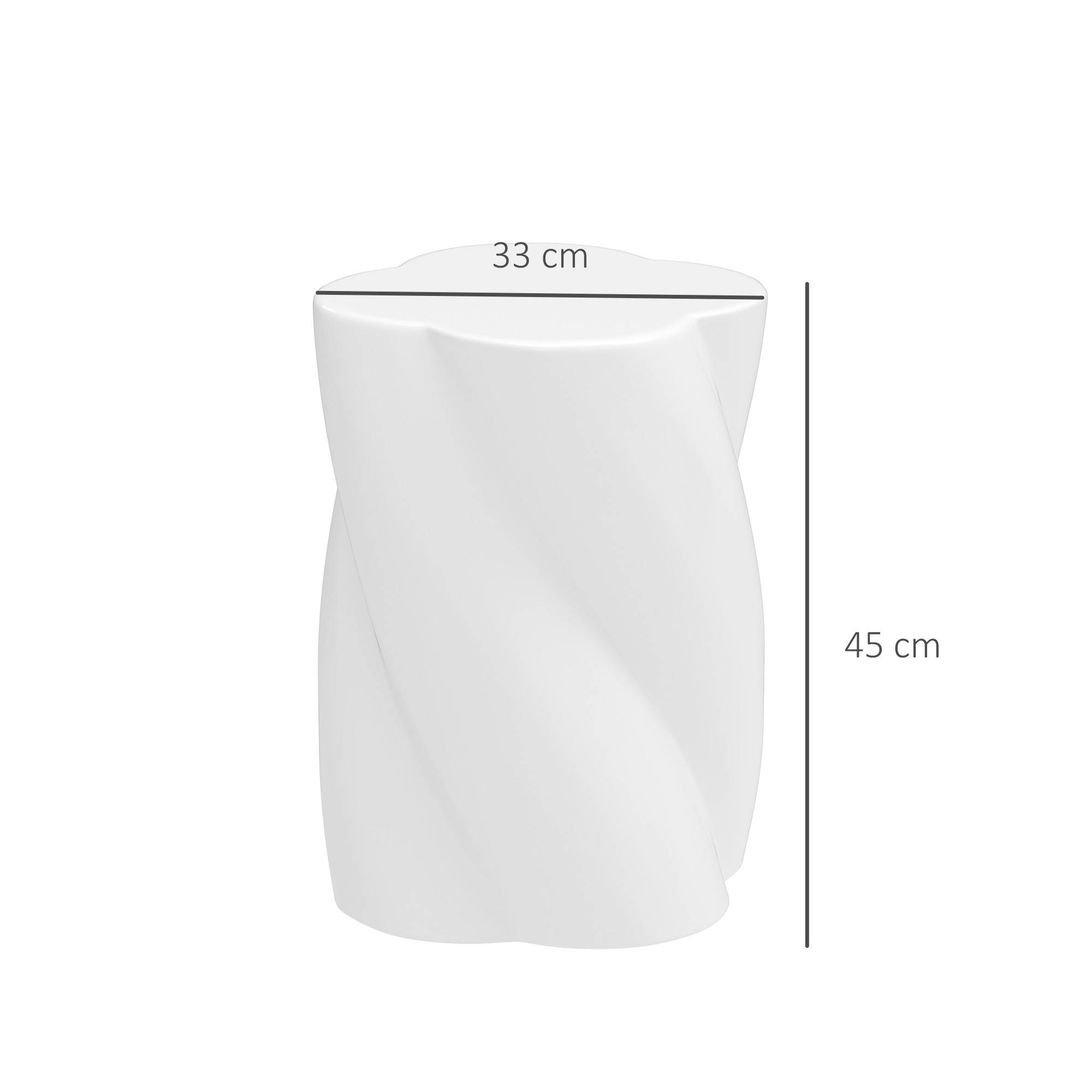 Tabouret de jardin en céramique forme spirale avec couvercle, capacité 120 kg, Ø33 x 45 cm, Blanc, extérieur - Image 3