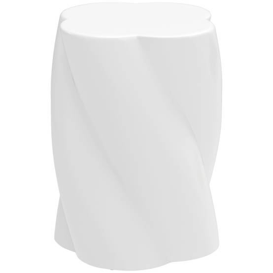 Tabouret de jardin en céramique forme spirale avec couvercle, capacité 120 kg, Ø33 x 45 cm, Blanc, extérieur - Image 1
