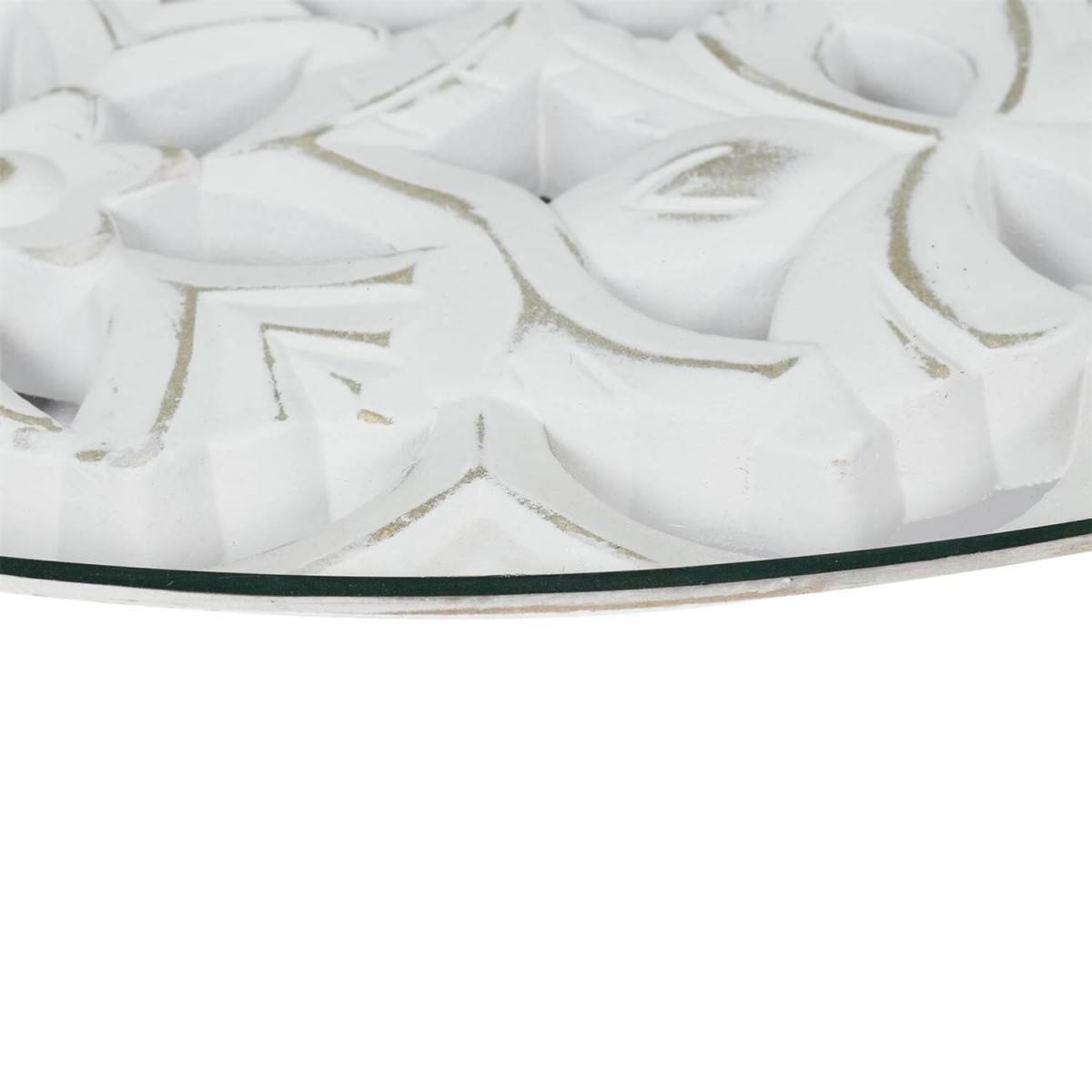 Table Basse Ø50cm Motif Floral et Verre trempé - MANDALA - Image 6