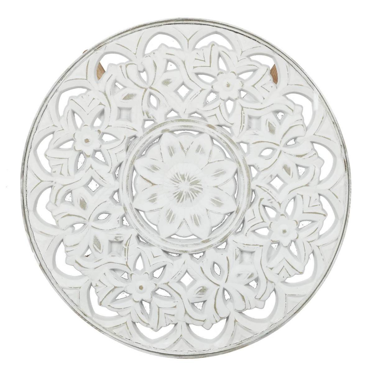 Table Basse Ø50cm Motif Floral et Verre trempé - MANDALA - Image 3