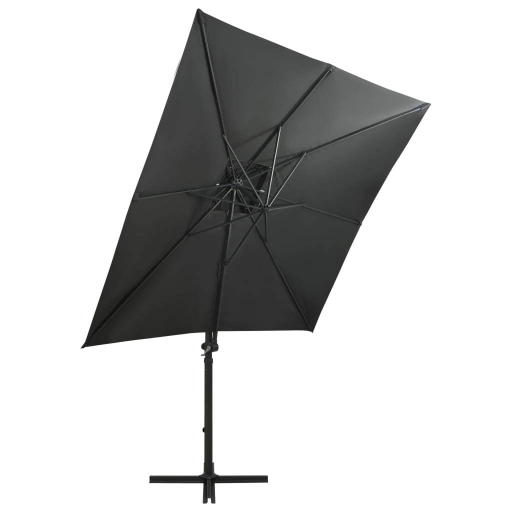 Helloshop26 - Parasol meuble de jardin déporté avec mât et lumières led 250 cm anthracite - Imagen 2