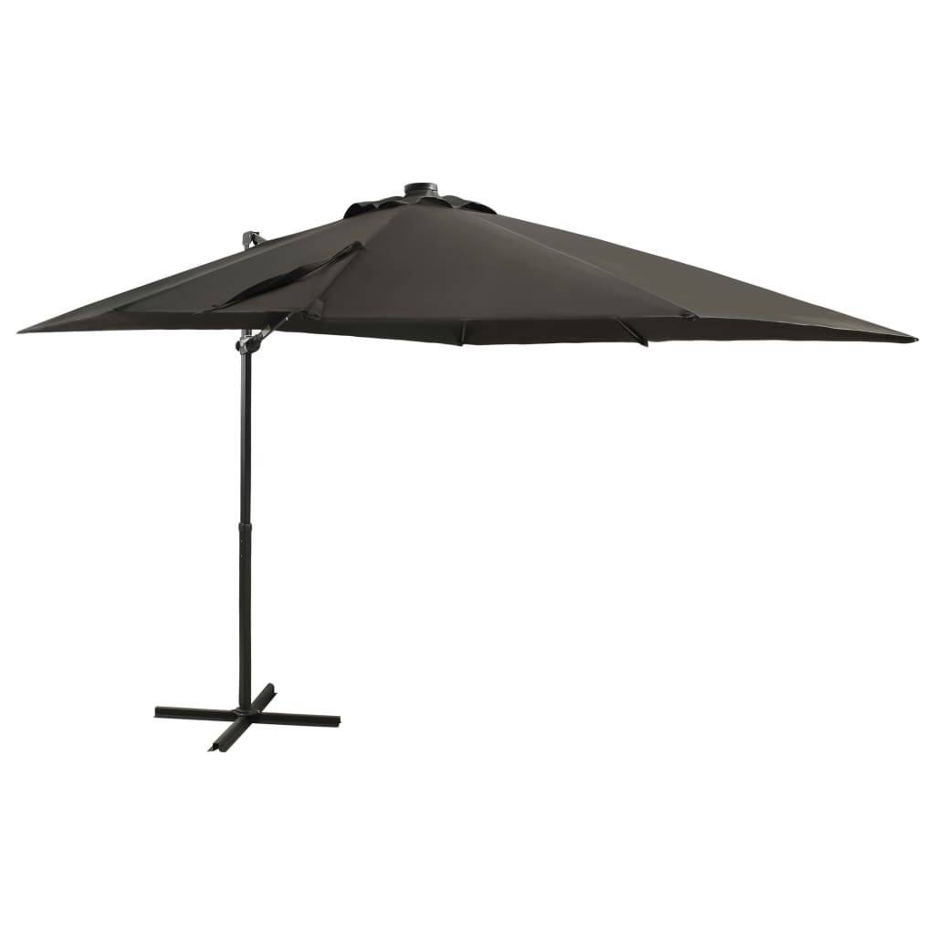Helloshop26 - Parasol meuble de jardin déporté avec mât et lumières led 250 cm anthracite - Imagen 1