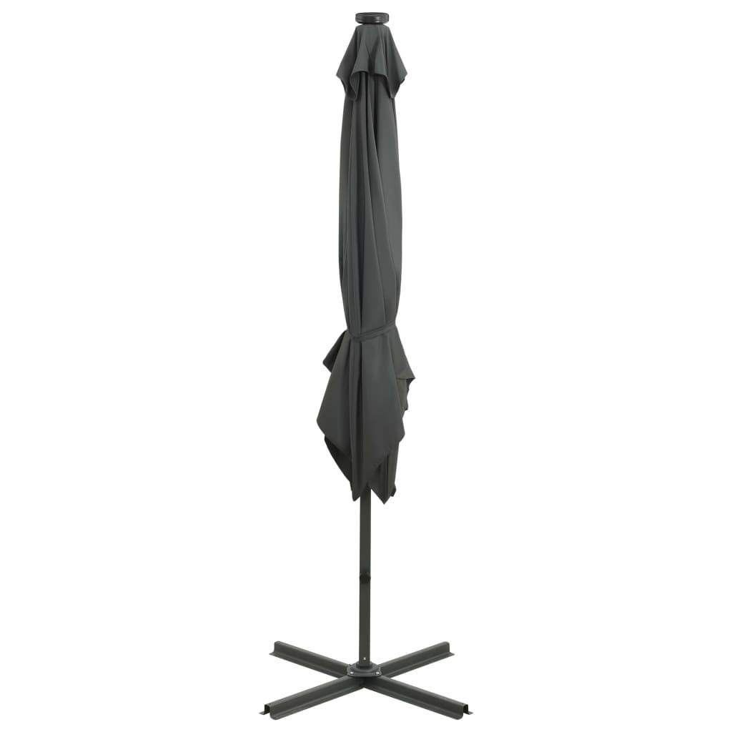 Helloshop26 - Parasol meuble de jardin déporté avec mât et lumières led 250 cm anthracite - Imagen 5