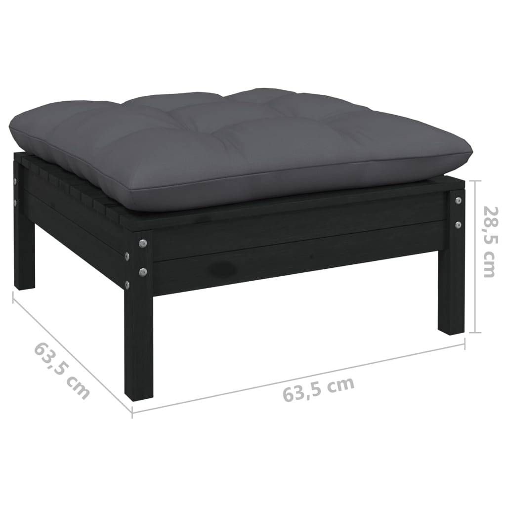Helloshop26 - Salon de jardin meuble d'extérieur ensemble de mobilier 5 pièces avec coussins noir bois de pin - Imagen 6