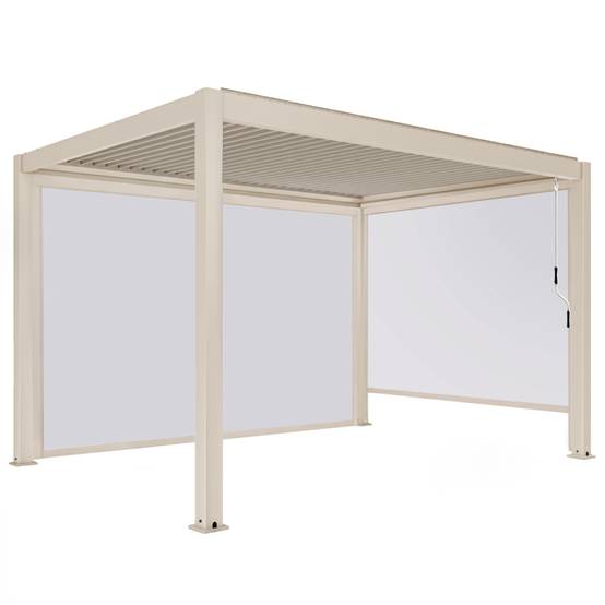 Oviala - Pergola bioclimatique autoportée 3x4 m et 2 stores bois crème Athenes - Oviala - Image 2