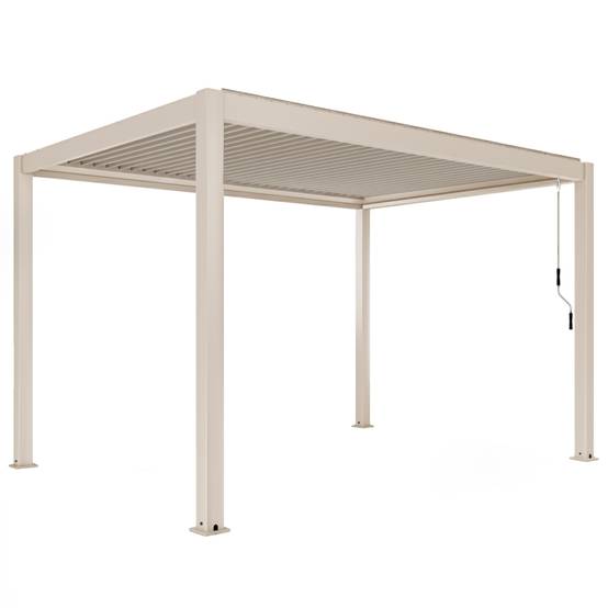 Oviala - Pergola bioclimatique autoportée 3x4 m et 2 stores bois crème Athenes - Oviala - Image 6