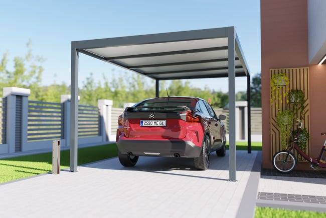 Carport aluminium autoportant 3x5 m anthracite Fabriqué en France - Image 1