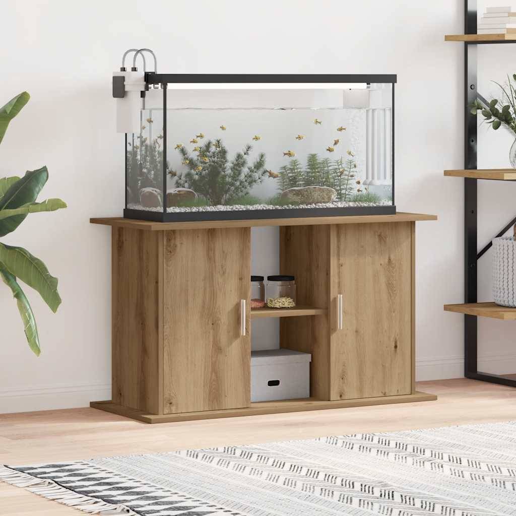 Meuble Aquarium 101cm Bois d'Ingénierie 3 Niveaux Rangement Chêne Artisanal - ComfortXL Outdoor Living - Image 1