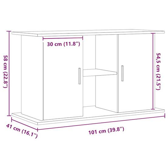 Meuble Aquarium 101cm Bois d'Ingénierie 3 Niveaux Rangement Chêne Artisanal - ComfortXL Outdoor Living - Image 10