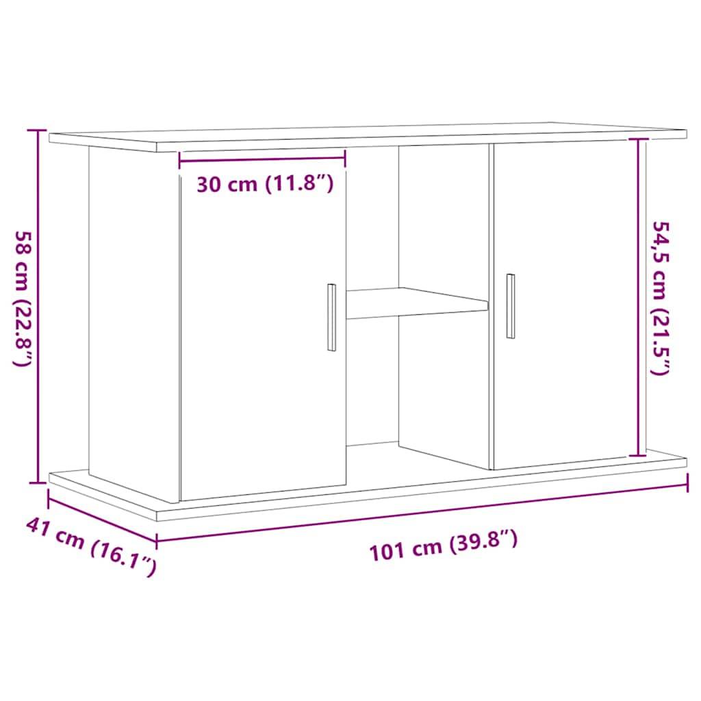 Meuble Aquarium 101cm Bois d'Ingénierie 3 Niveaux Rangement Chêne Artisanal - ComfortXL Outdoor Living - Image 10