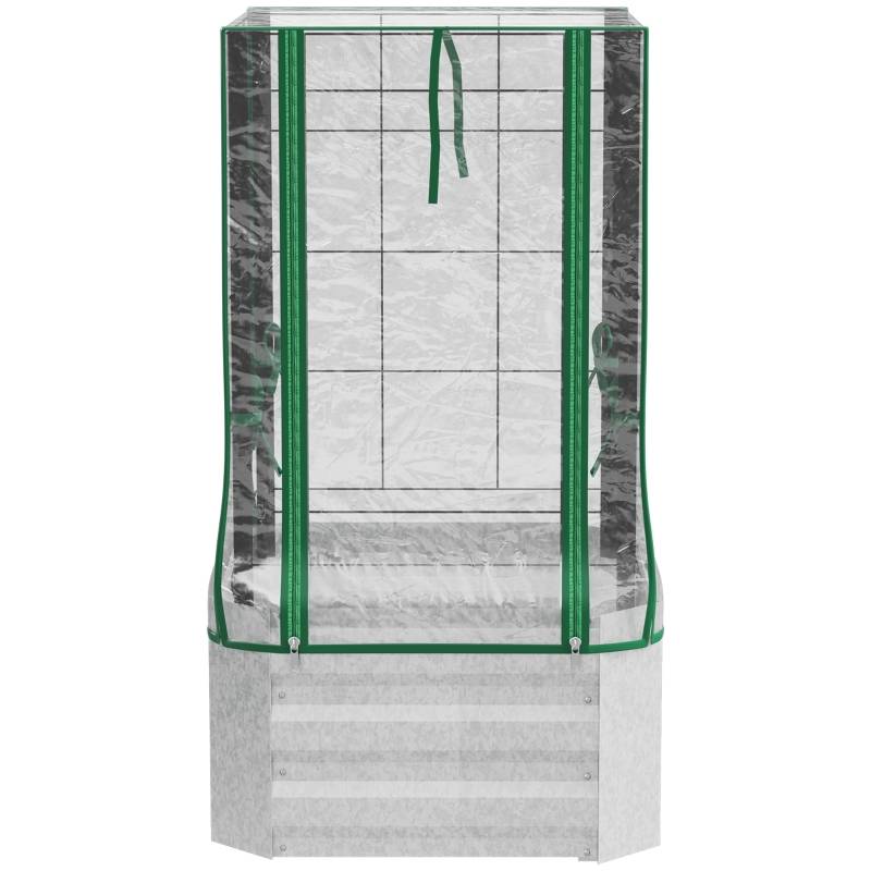 ComfortXL - Carré Potager Surélevé Acier Serre Treillis Jardin Balcon 3en1 53x53x90cm Argent - ComfortXL Outdoor Living - Image 7