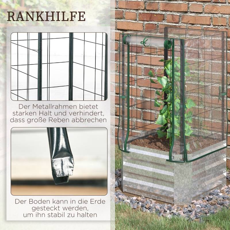 ComfortXL - Carré Potager Surélevé Acier Serre Treillis Jardin Balcon 3en1 53x53x90cm Argent - ComfortXL Outdoor Living - Image 4