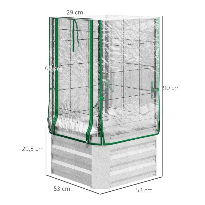 ComfortXL - Carré Potager Surélevé Acier Serre Treillis Jardin Balcon 3en1 53x53x90cm Argent - ComfortXL Outdoor Living - Image 3