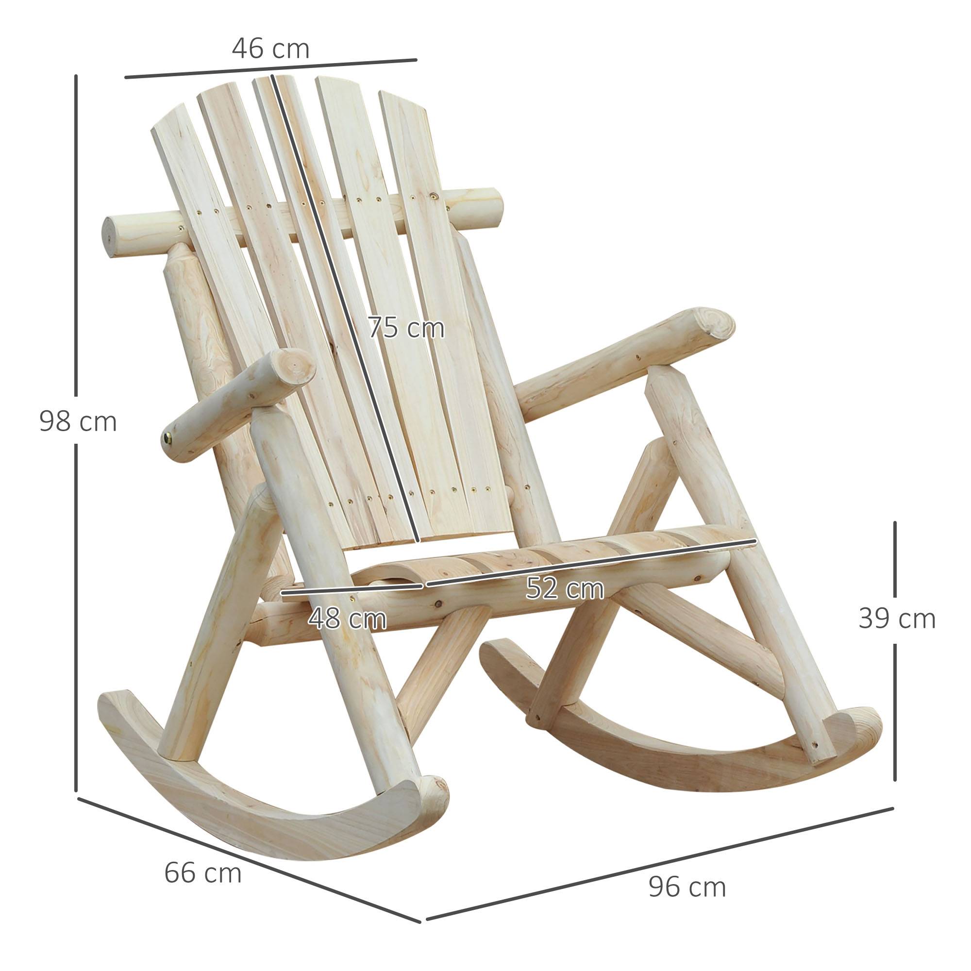 Fauteuil à bascule bois de sapin naturel 96 x 66 x 98 cm - PANGIVO - Image 5