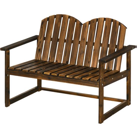 ComfortXL - Banc de jardin 2 places bois de sapin carbonisé 114 x 63 x 86 cm style rustique extérieur charge 240 kg - Image 2