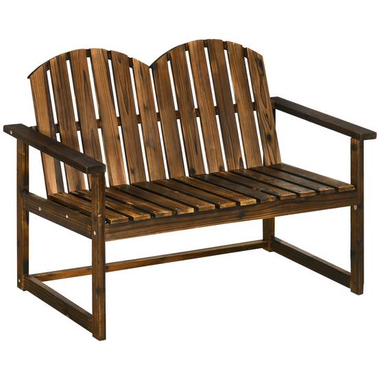 ComfortXL - Banc de jardin 2 places bois de sapin carbonisé 114 x 63 x 86 cm style rustique extérieur charge 240 kg - Image 10