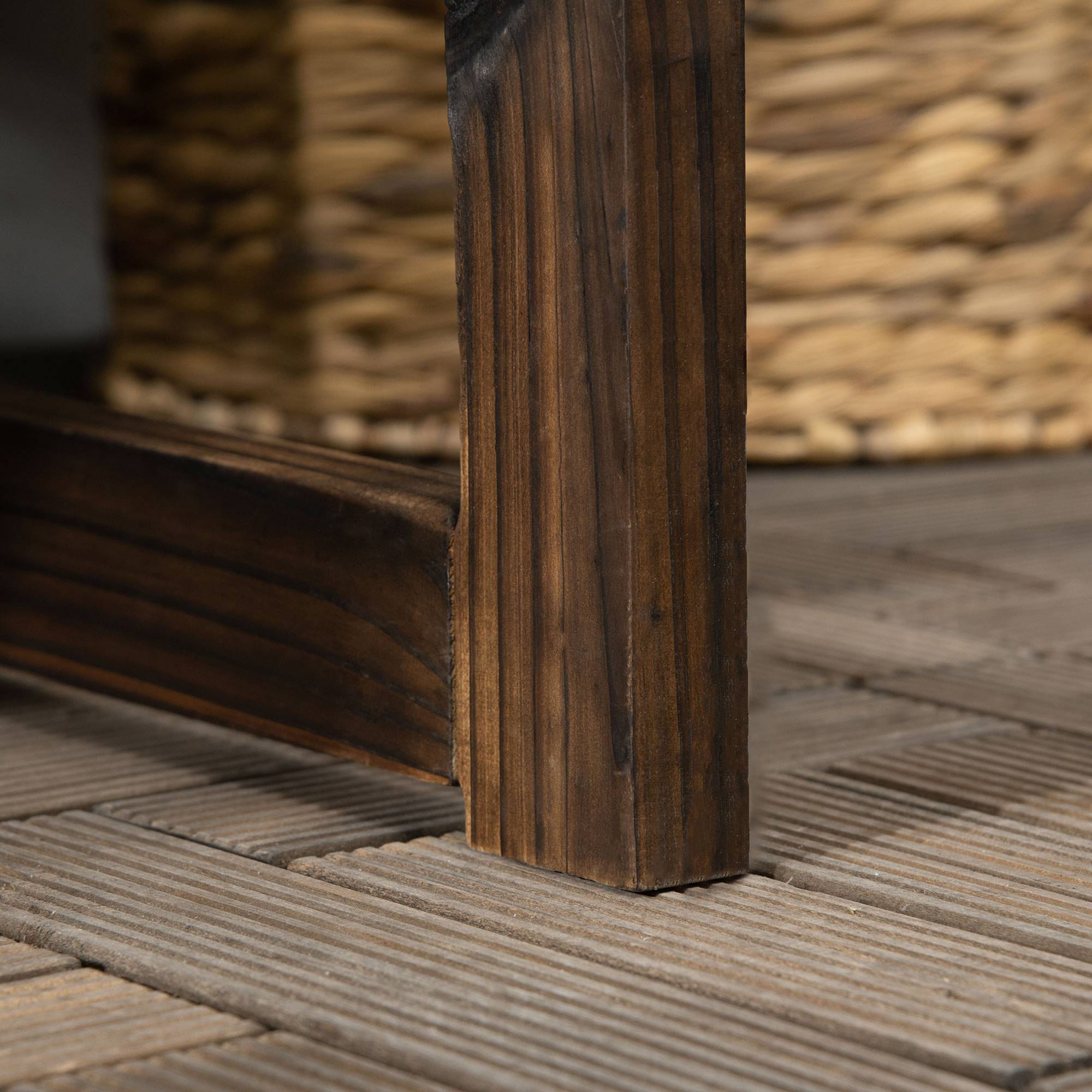 ComfortXL - Banc de jardin 2 places bois de sapin carbonisé 114 x 63 x 86 cm style rustique extérieur charge 240 kg - Image 9