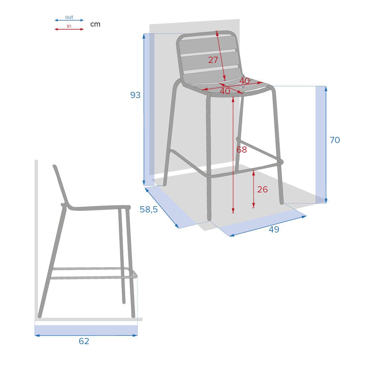Hesperide - Chaise de bar empilable "Phuket" argile en acier traité époxy Hespéride - Imagen 5
