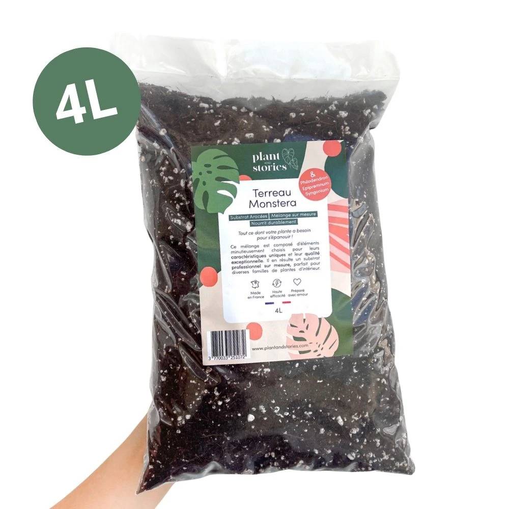 Terreau monstera - Enrichi en mycorhize et bacillus - Substrat Aracées - 4L - Terreau rempotage - Image 2