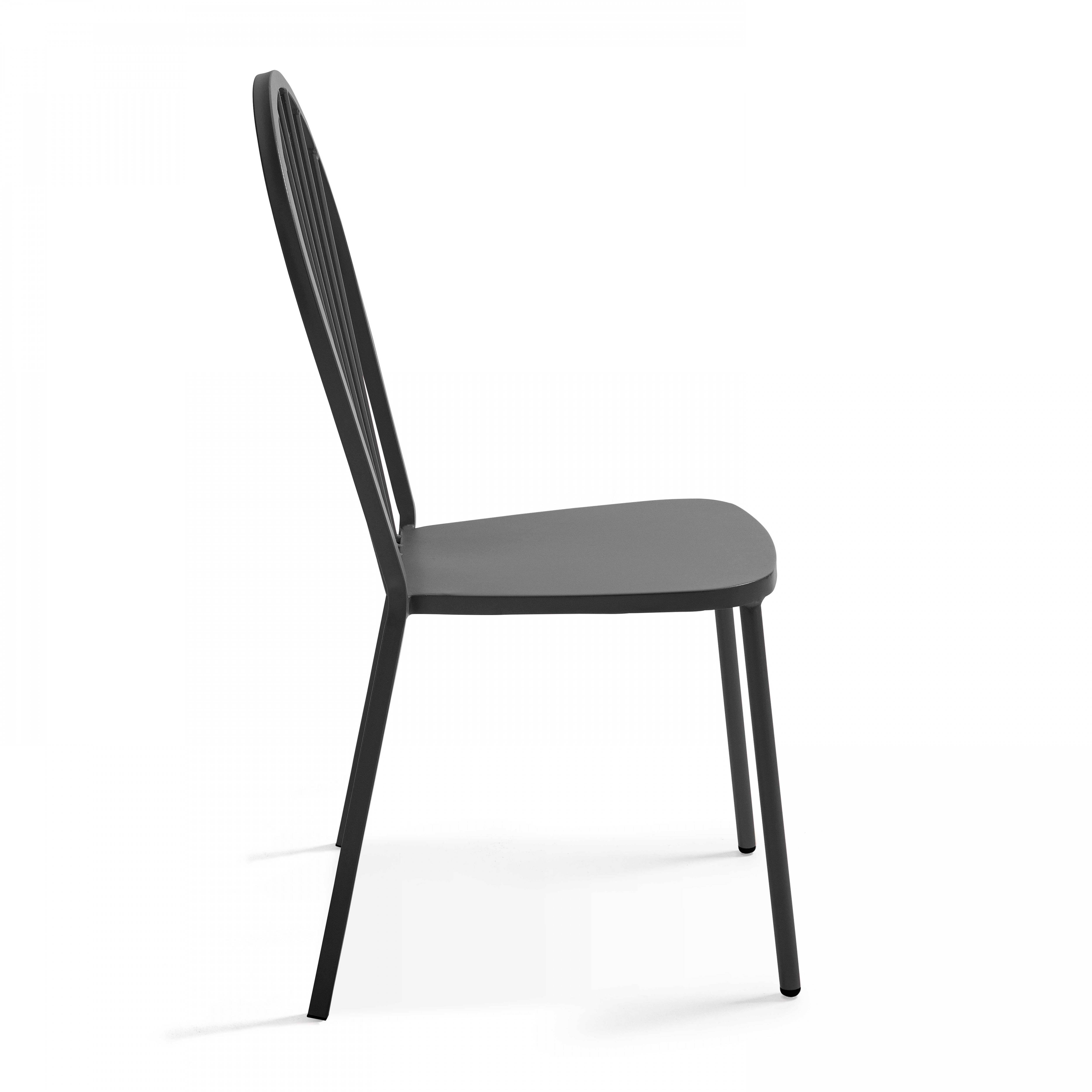 Oviala - Ensemble table de jardin bistrot et 2 chaises en acier gris Palavas - Oviala - Imagen 6