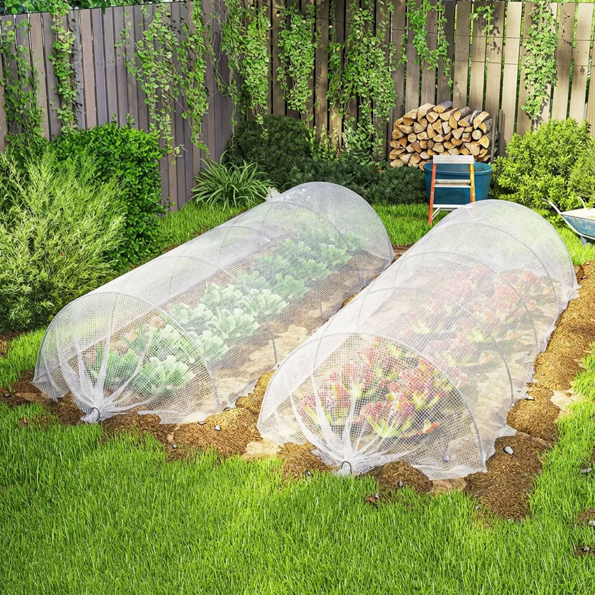 ComfortXL - Bâche de protection en polyéthylène blanc 6 x 4 m imperméable pour meubles de jardin et bois avec 20 œillets - Image 8