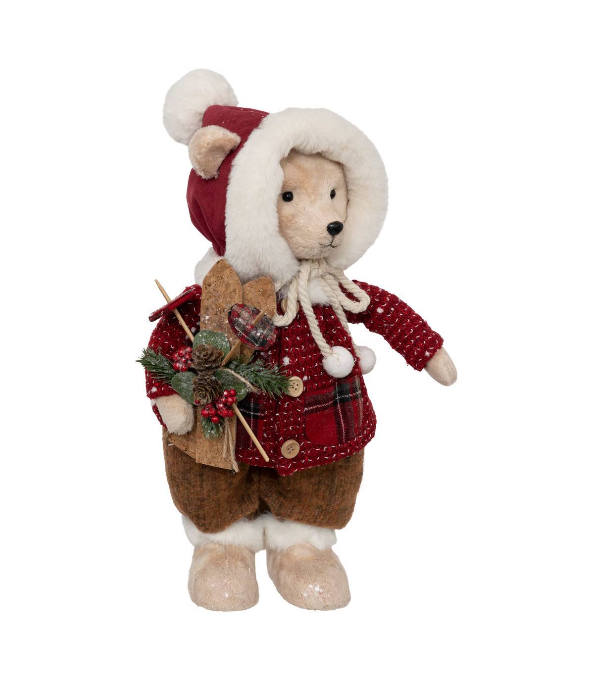 Fééric Lights & Christmas - Déco de Noël Ours en Combinaison de Ski 19 x 16 x H 41 cm