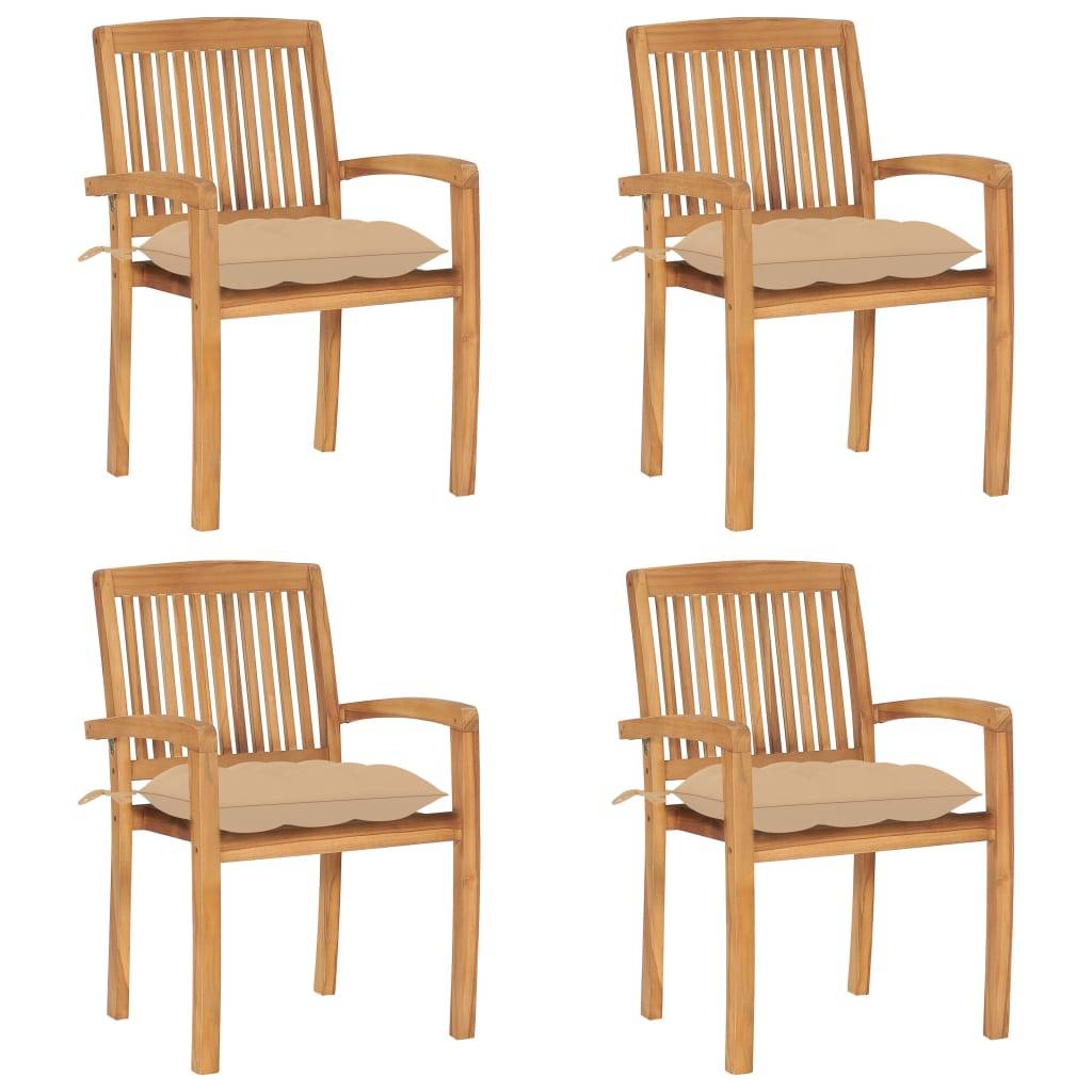 Chaises de jardin empilables teck beige 60 x 57.5 x 90 cm - PANGIVO - Image 1