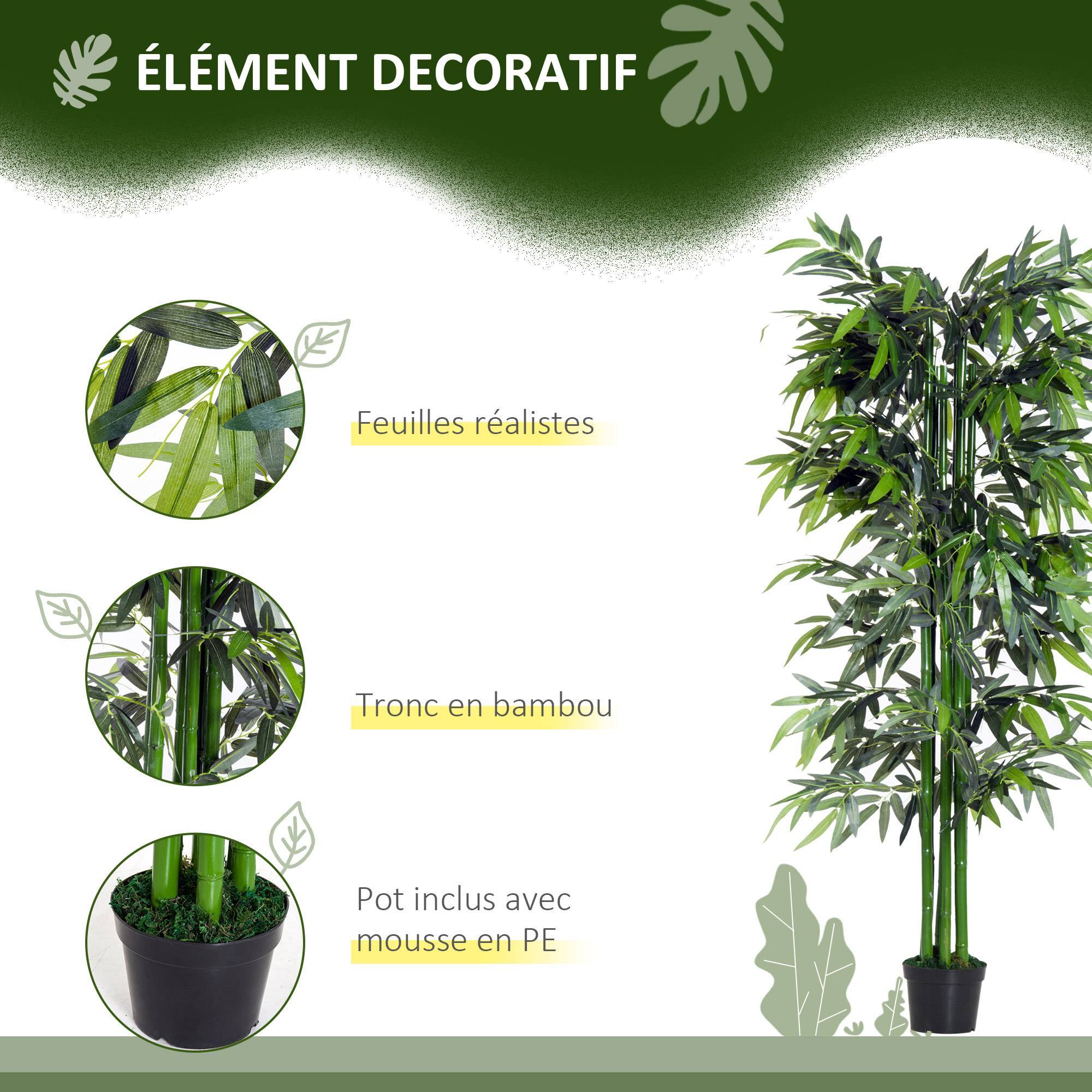 Bambou artificiel plastique vert 18 x 18 x 180 cm - PANGIVO - Image 7