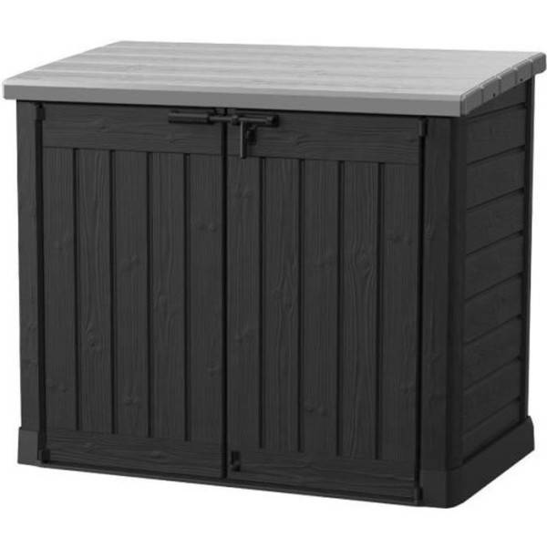 Sans Marque - Coffre de rangement extérieur KETER en résine 1200 litres Noir et gris - Range Poubelles ou vélo - Image 1